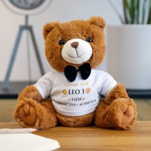 Cosmic Cub Leo 3 Astro-Numerology Teddy Bear with Personalized T‑Shirt
