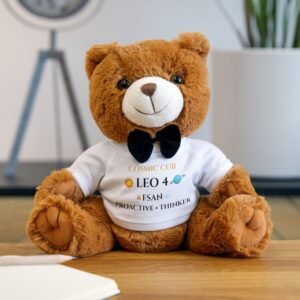 Cosmic Cub Leo 4 Astro-Numerology Teddy Bear with Personalized T‑Shirt