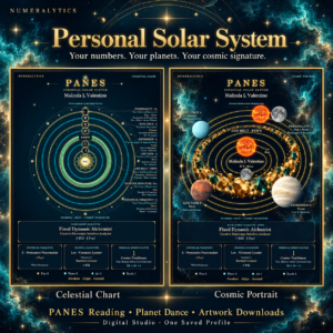 Numeralytics Personal Solar System Studio featuring the Celestial Chart and Cosmic Portrait